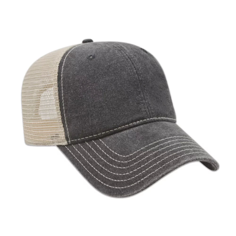 Casquette en maille lavée teinte pigmentaire non structurée