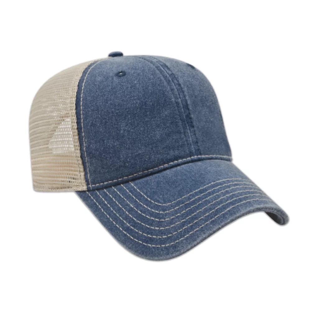 Casquette en maille lavée teinte pigmentaire non structurée