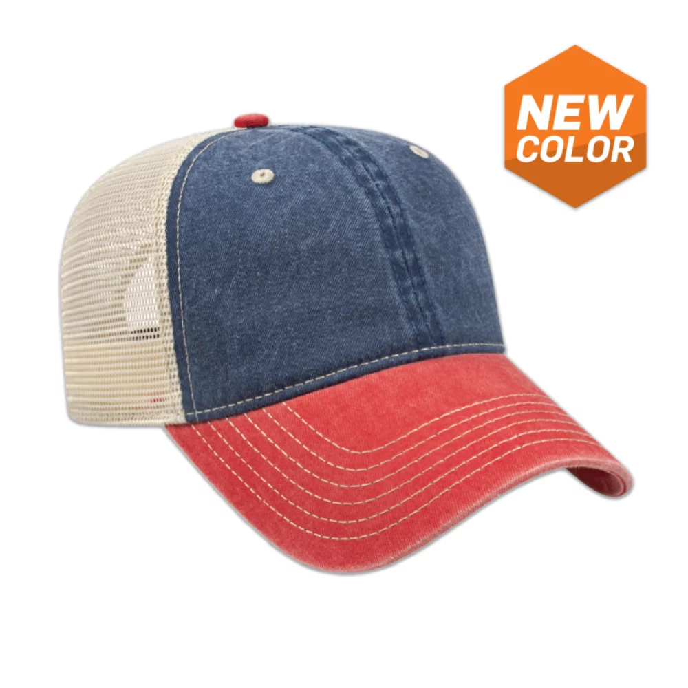 Casquette en maille lavée teinte pigmentaire non structurée