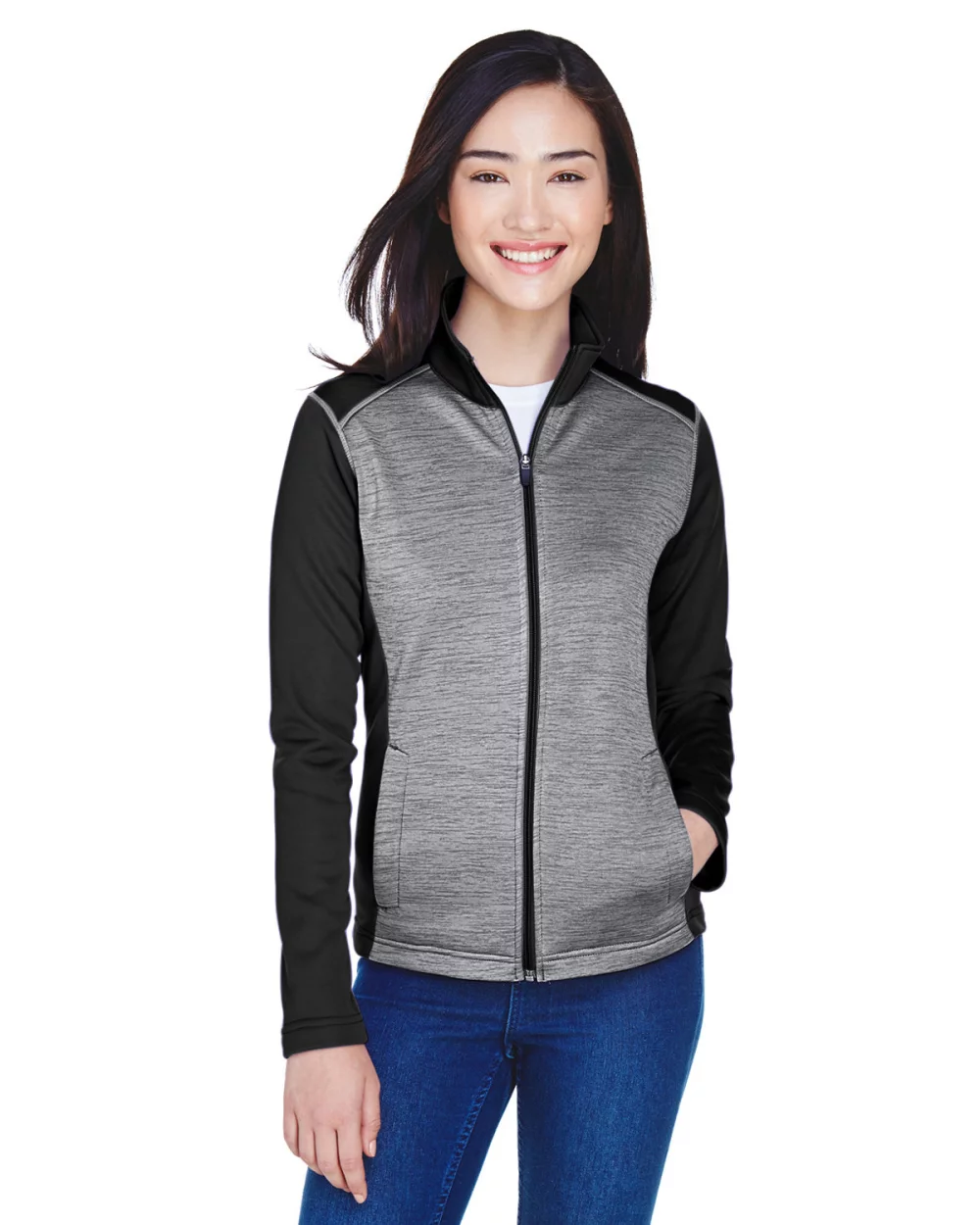 DEVON AND JONES Ladies' Newbury Colorblock M?lange Fleece Full-Zip