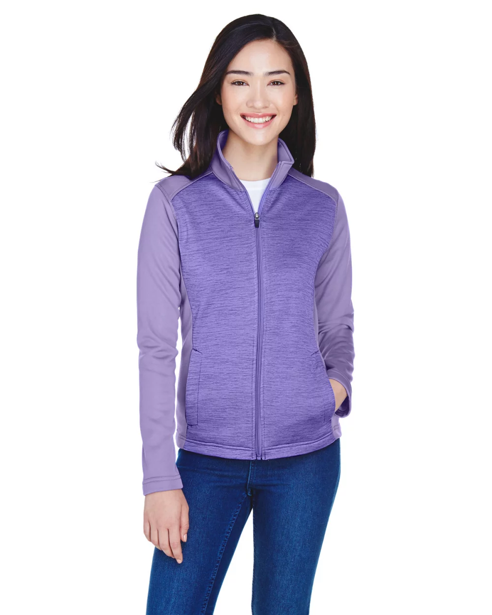 DEVON AND JONES Ladies' Newbury Colorblock M?lange Fleece Full-Zip
