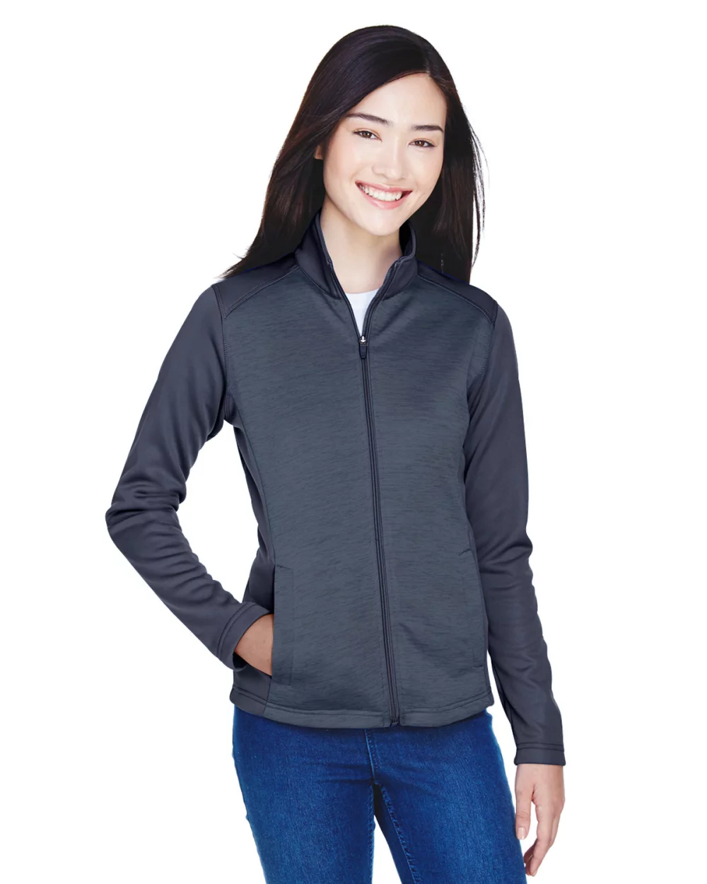DEVON AND JONES Ladies' Newbury Colorblock M?lange Fleece Full-Zip