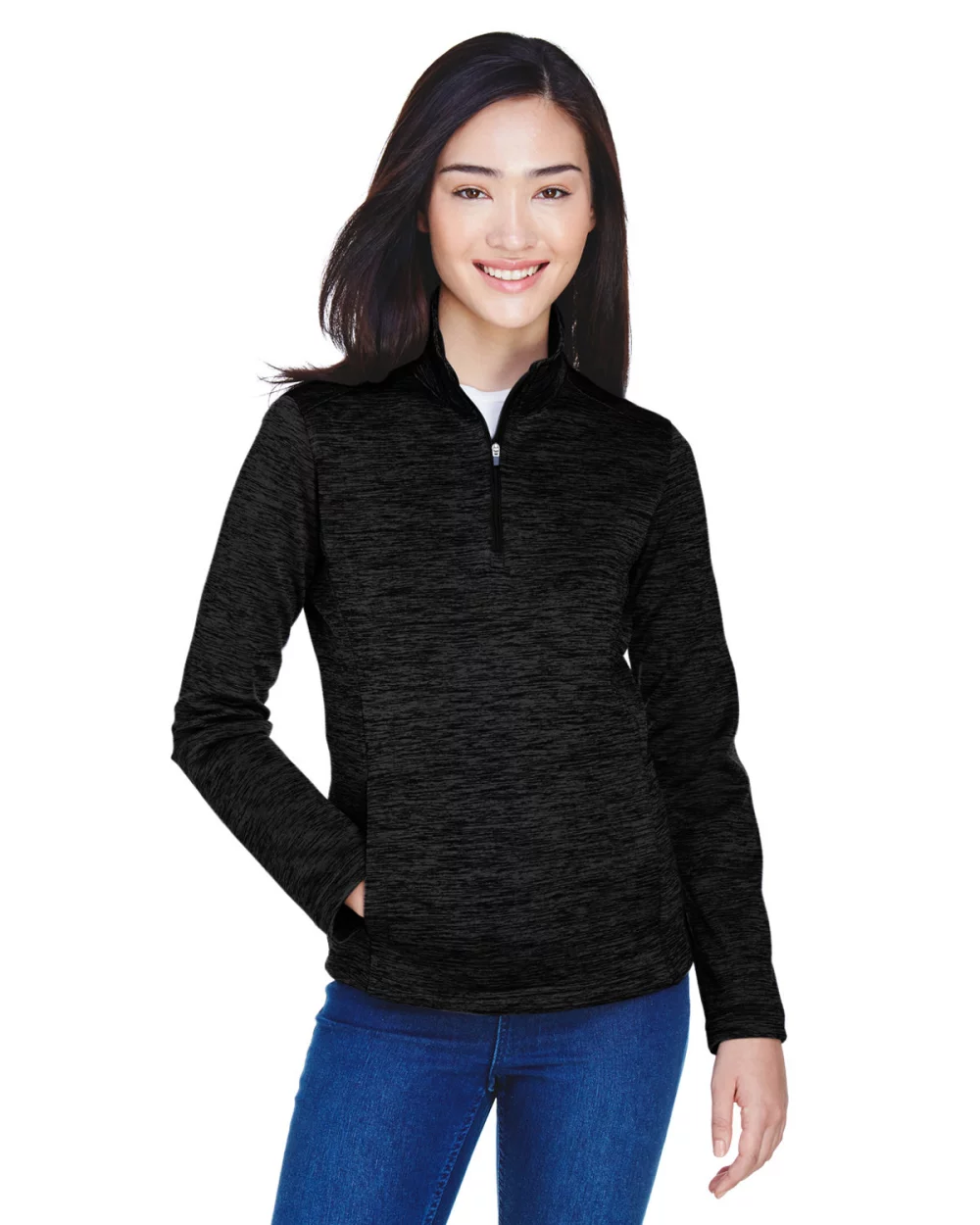 DEVON AND JONES Ladies' Newbury M?lange Fleece Quarter-Zip