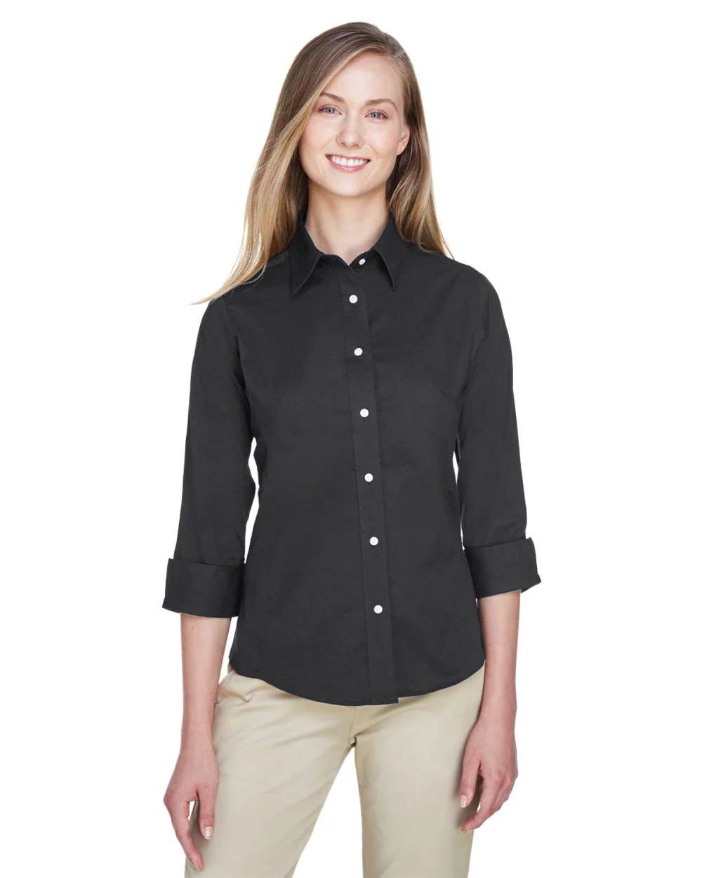 DEVON AND JONES Ladies' Perfect Fit™ Three-Quarter Sleeve Stretch Poplin Blouse