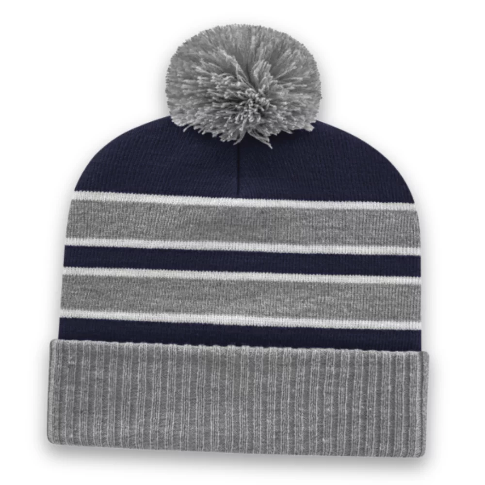 Bonnet tricoté à double rayure avec bord côtelé