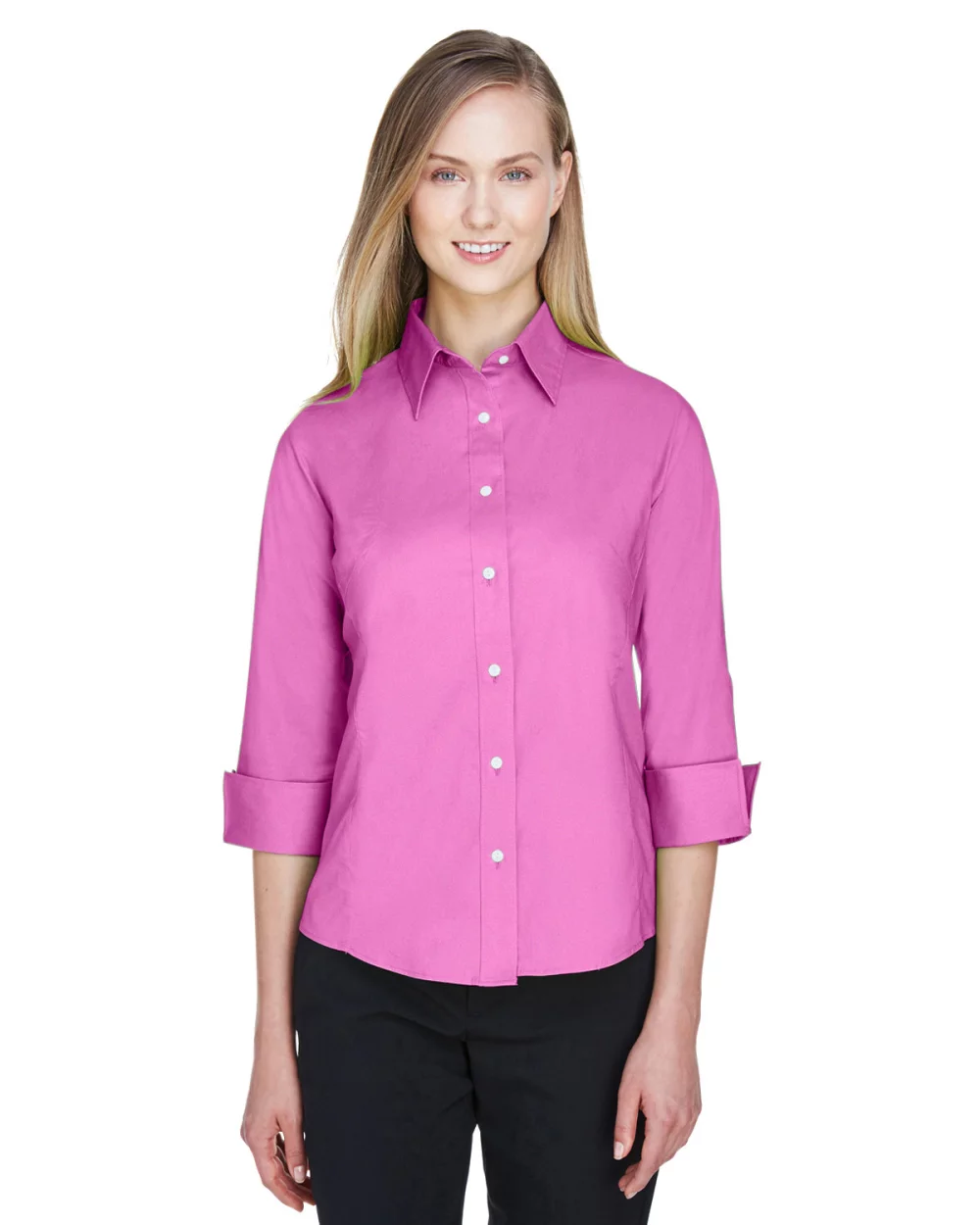 DEVON AND JONES Ladies' Perfect Fit™ Three-Quarter Sleeve Stretch Poplin Blouse