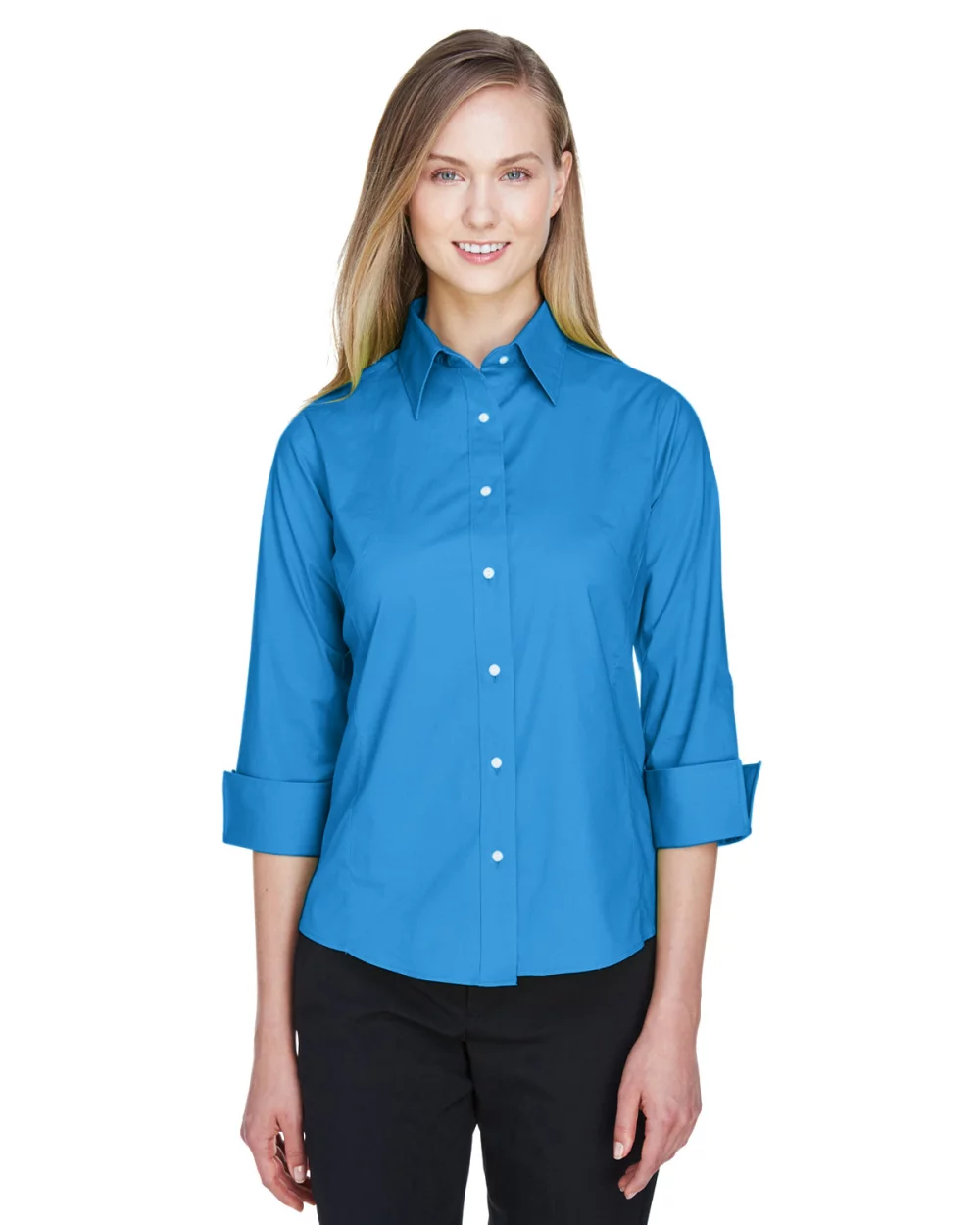 DEVON AND JONES Ladies' Perfect Fit™ Three-Quarter Sleeve Stretch Poplin Blouse