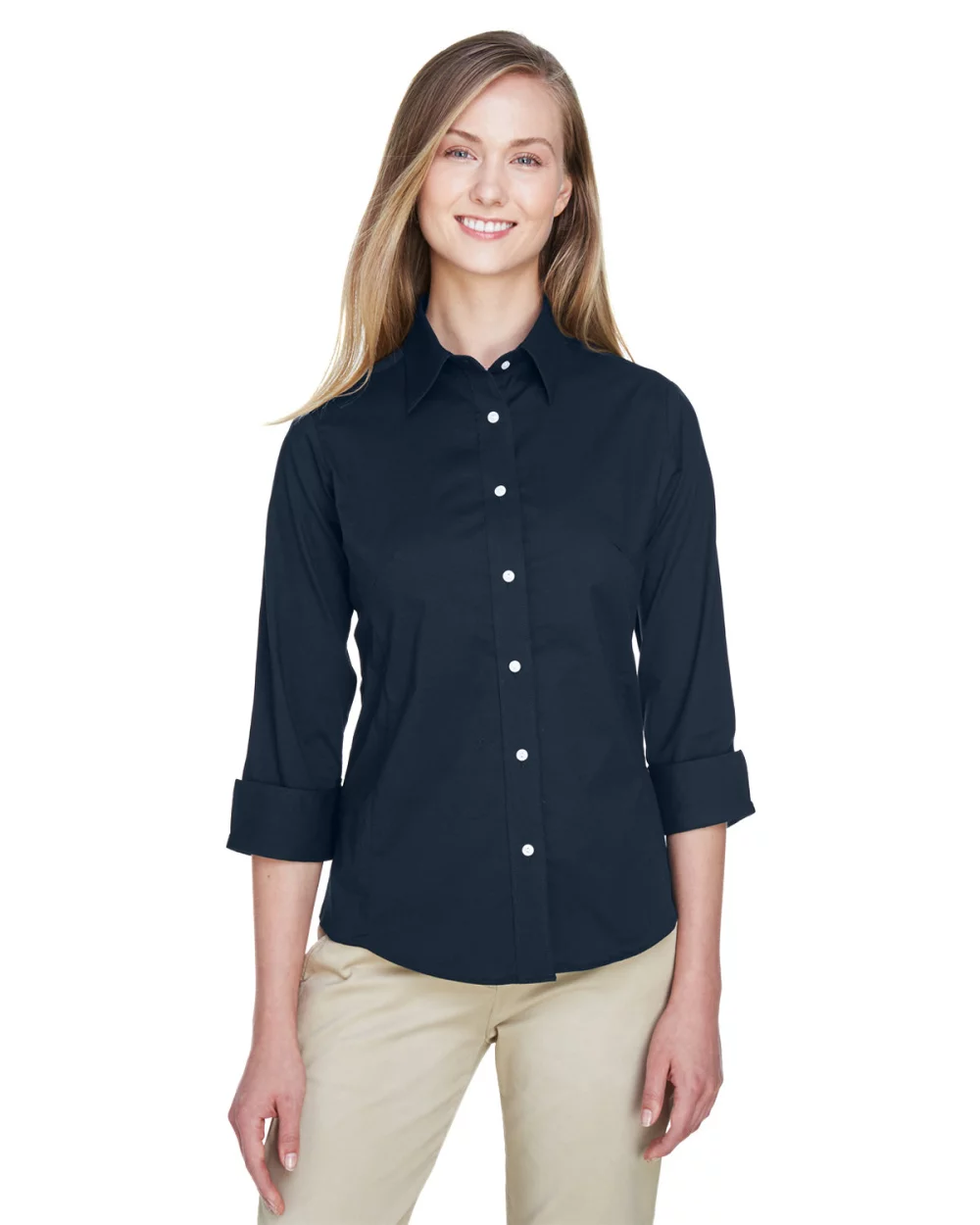 DEVON AND JONES Ladies' Perfect Fit™ Three-Quarter Sleeve Stretch Poplin Blouse