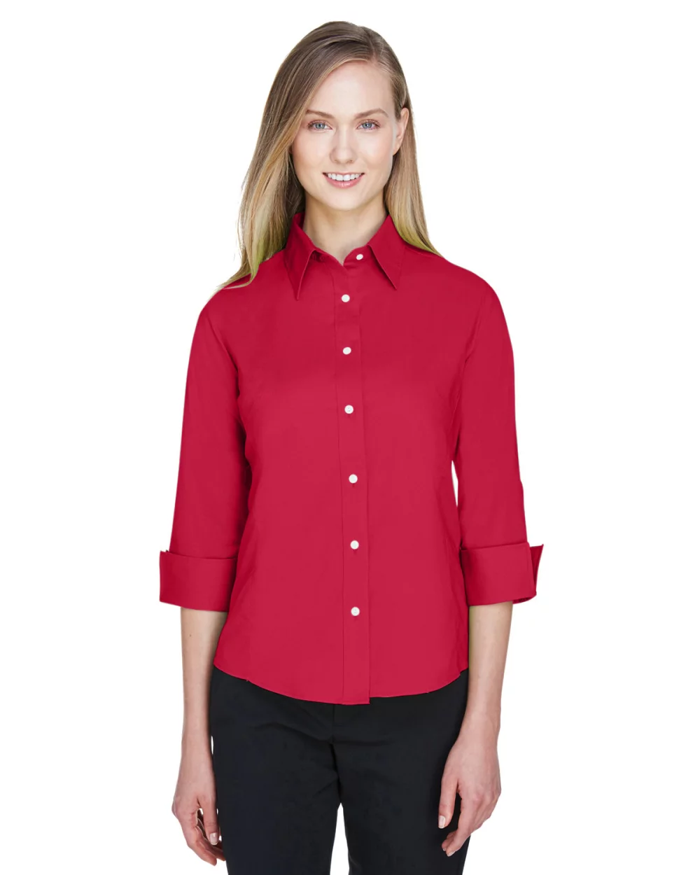DEVON AND JONES Ladies' Perfect Fit™ Three-Quarter Sleeve Stretch Poplin Blouse