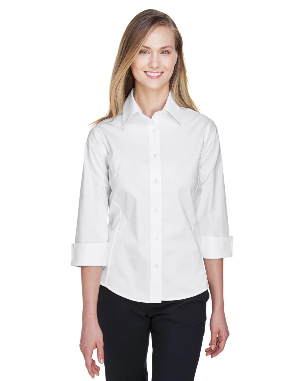 DEVON AND JONES Ladies' Perfect Fit™ Three-Quarter Sleeve Stretch Poplin Blouse