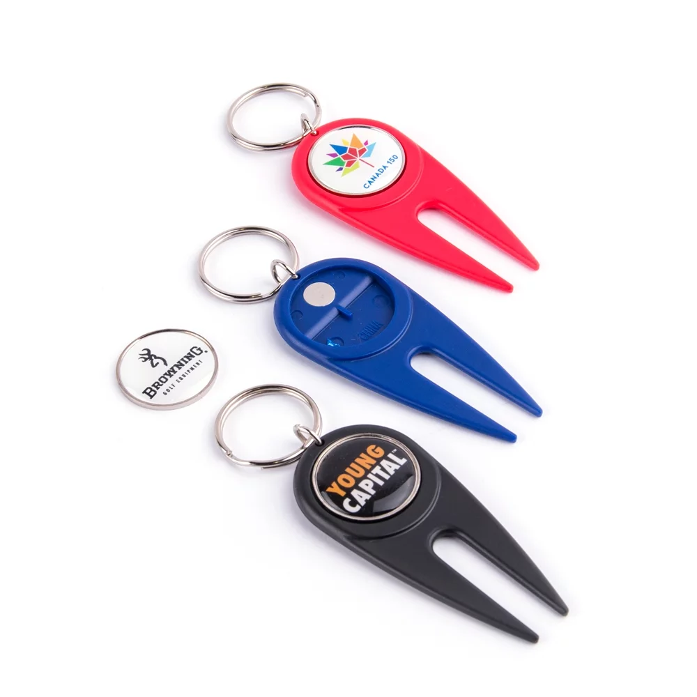 Plastic Golf Divot Tool w/ Epoxy Ball Marker