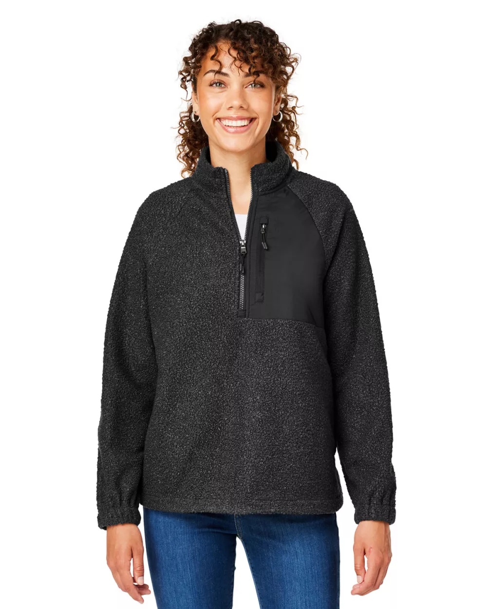 Pull à quart de fermeture éclair en molleton pour femme NORTH END Aura