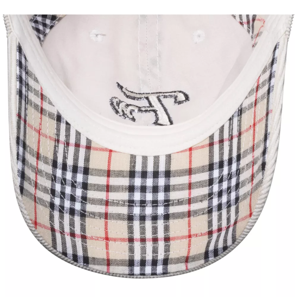 Casquette en velours côtelé Fez avec visière contrastante à carreaux.