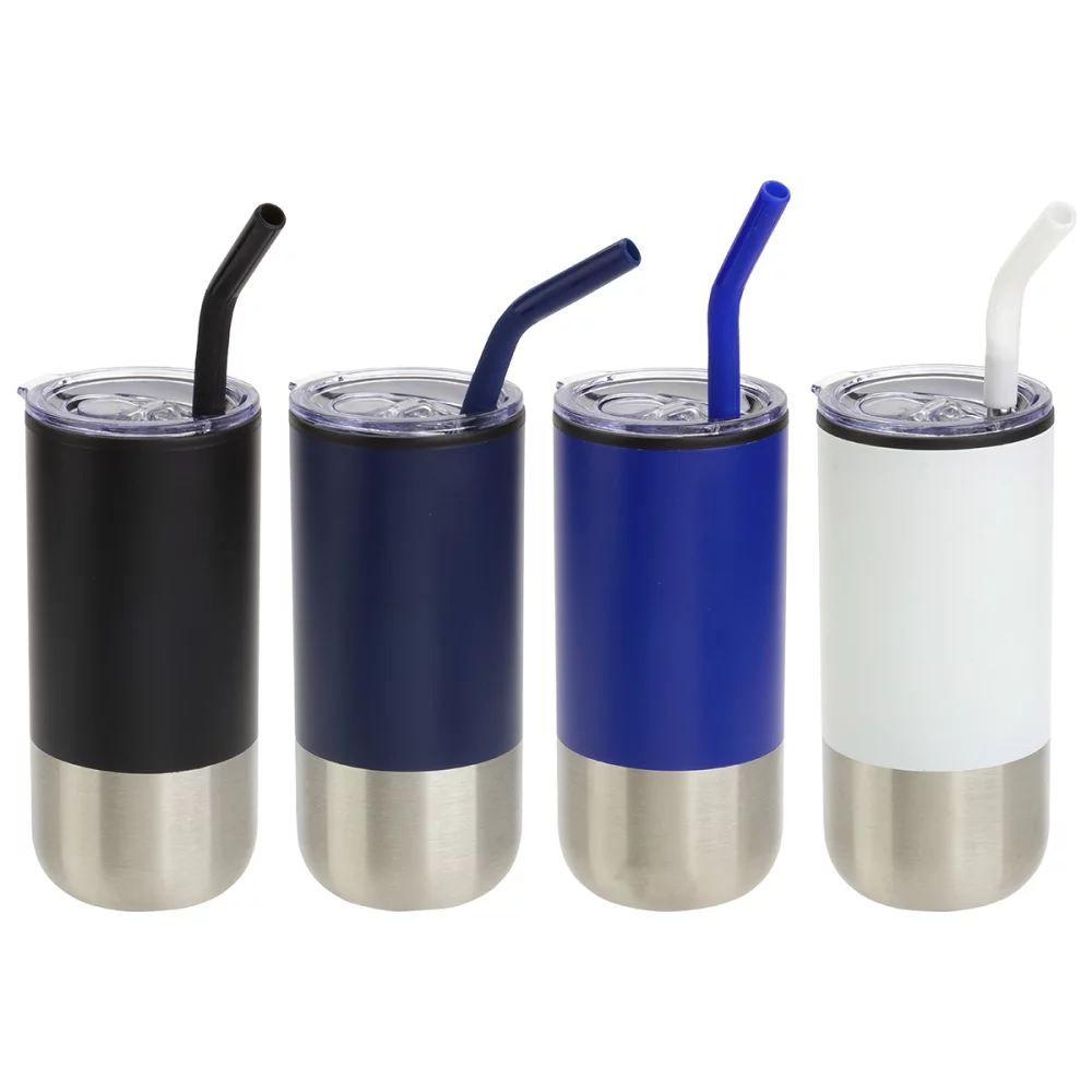 Gobelet en acier inoxydable/polypropylène Oxford de 16 oz avec paille