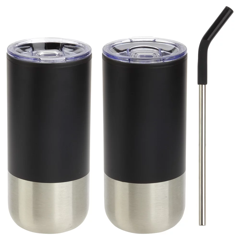Oxford 16 oz Stainless Steel/Polypropylene Tumbler with Straw