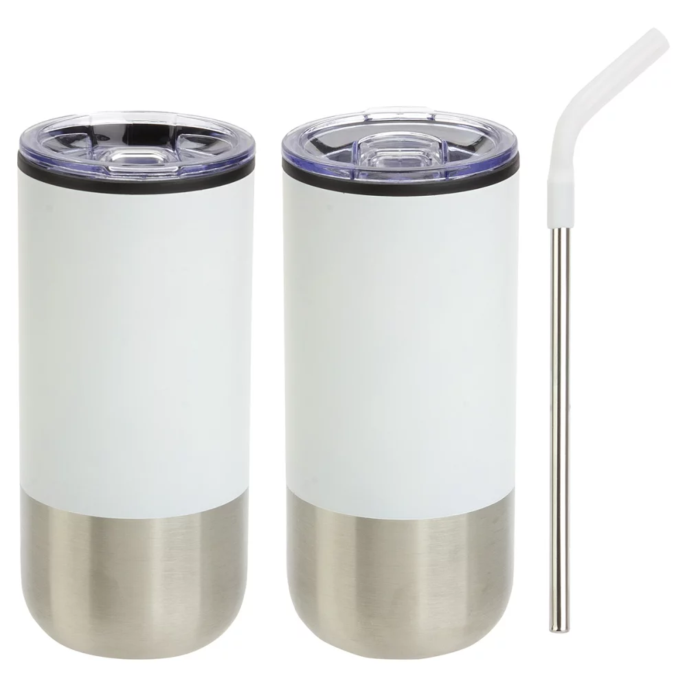 Oxford 16 oz Stainless Steel/Polypropylene Tumbler with Straw
