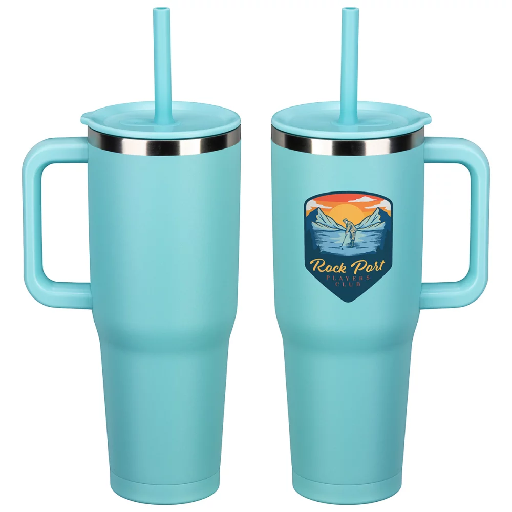 SENSE® Summit 40 oz Mug de voyage isolé en acier inoxydable avec couvercle à paille pressé.