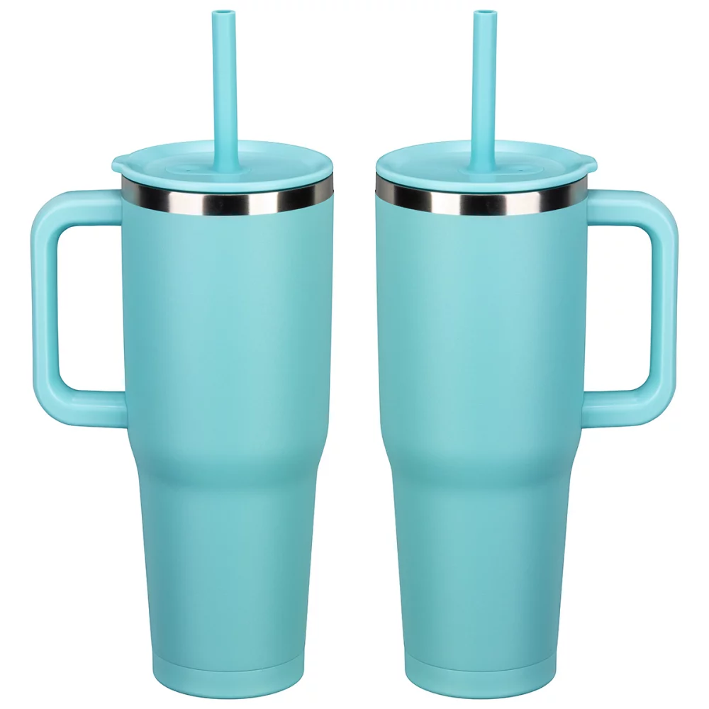 SENSE® Summit 40 oz Mug de voyage isolé en acier inoxydable avec couvercle à paille pressé.