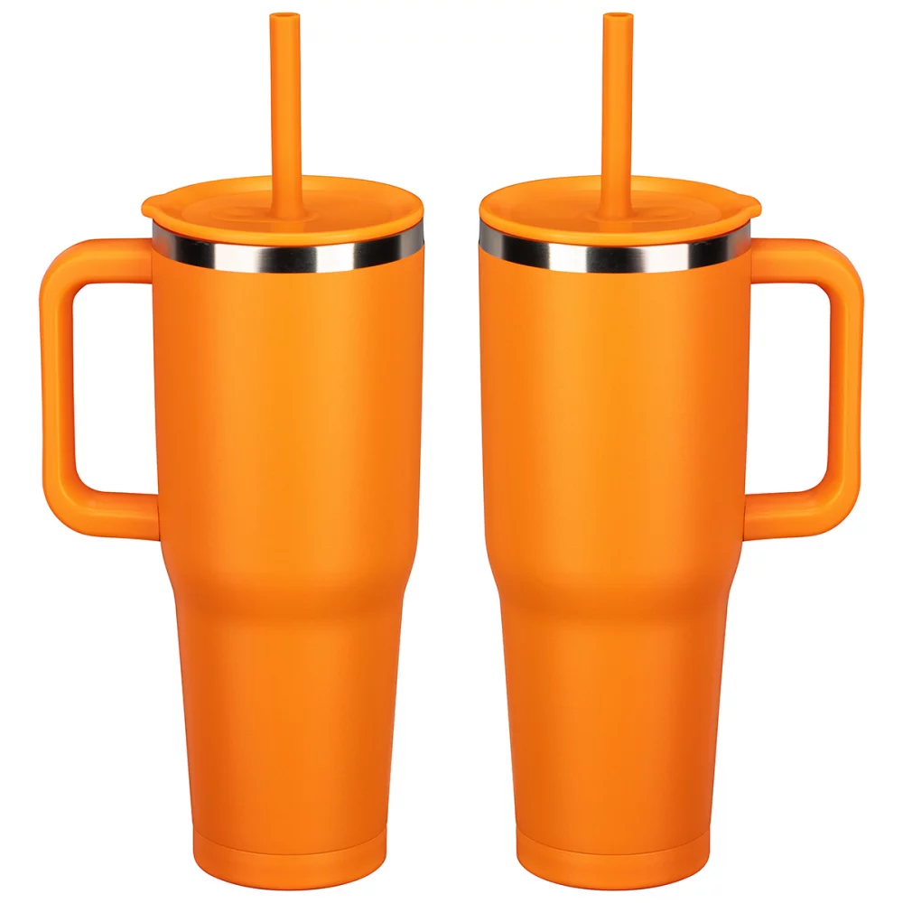 SENSE® Summit 40 oz Mug de voyage isolé en acier inoxydable avec couvercle à paille pressé.