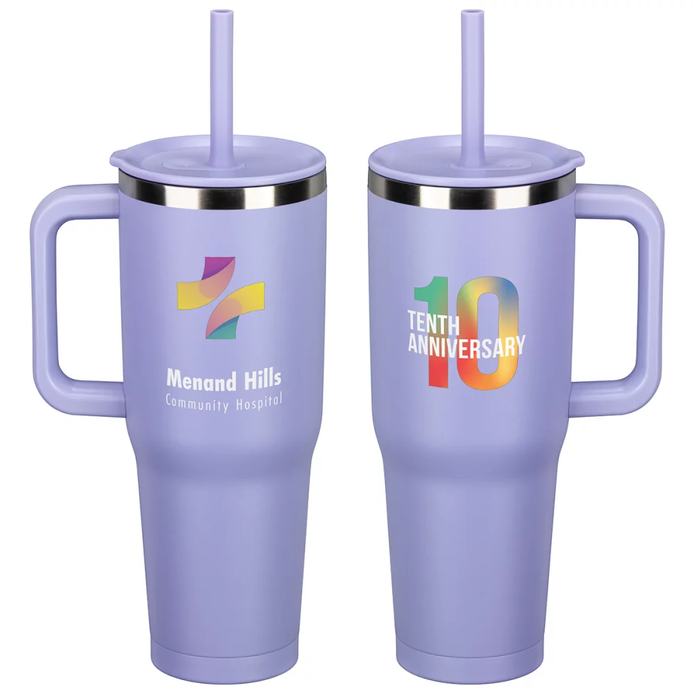 SENSE® Summit 40 oz Mug de voyage isolé en acier inoxydable avec couvercle à paille pressé.