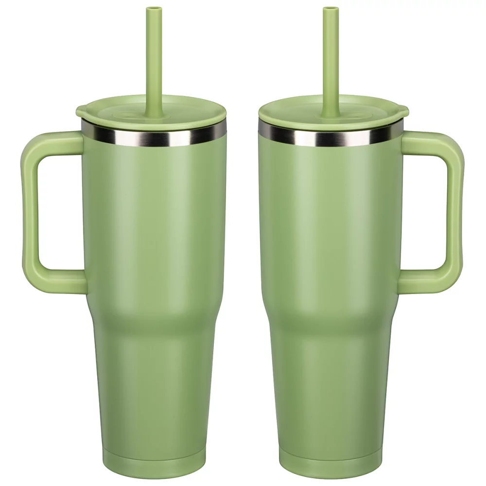 SENSE® Summit 40 oz Mug de voyage isolé en acier inoxydable avec couvercle à paille pressé.