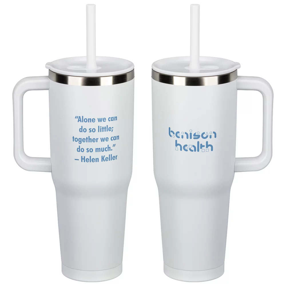 SENSE® Summit 40 oz Mug de voyage isolé en acier inoxydable avec couvercle à paille pressé.