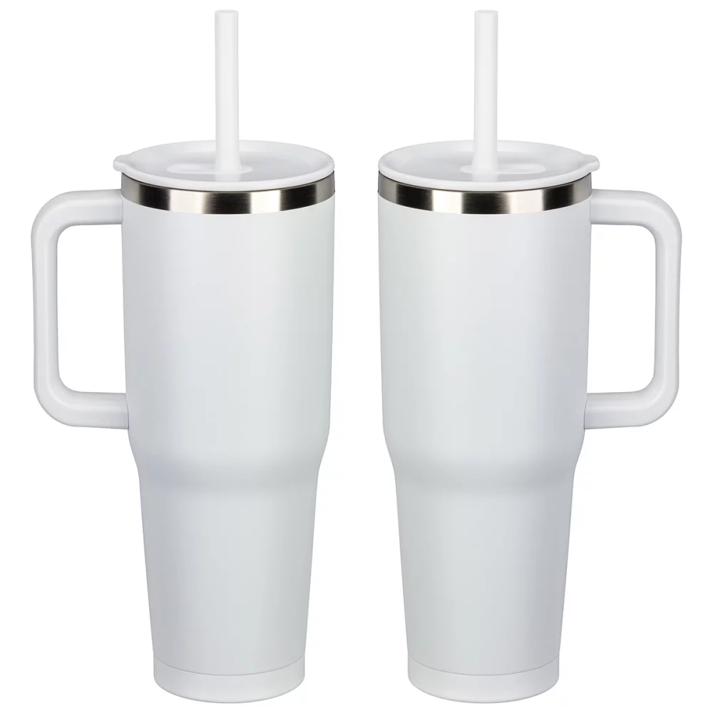 SENSE® Summit 40 oz Mug de voyage isolé en acier inoxydable avec couvercle à paille pressé.