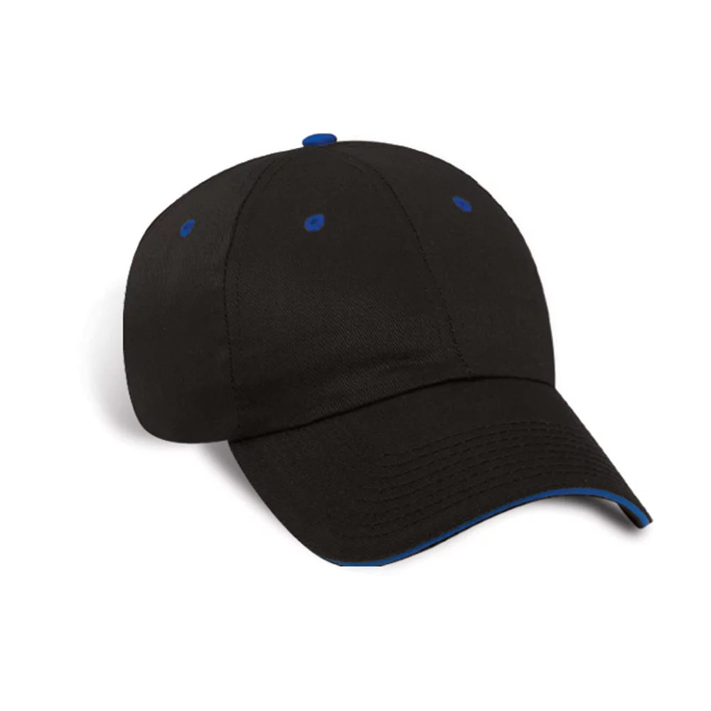 Casquette en sergé de coton non structuré avec œillets contrastants. Bouton et visière sandwich.