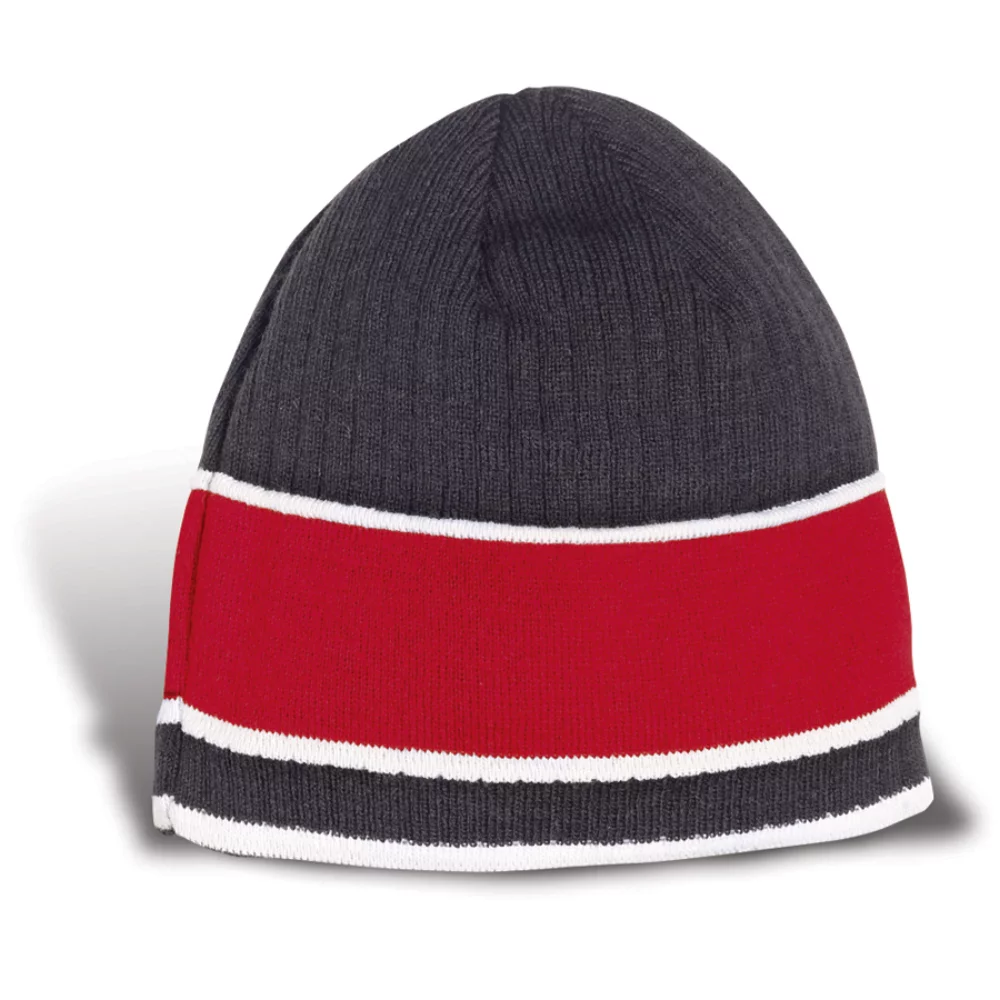 Bonnet Levi avec 3 rayures contrastantes et doublure en micro-polaire.