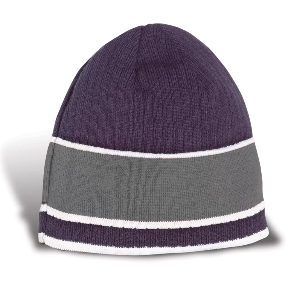 Bonnet Levi avec 3 rayures contrastantes et doublure en micro-polaire.