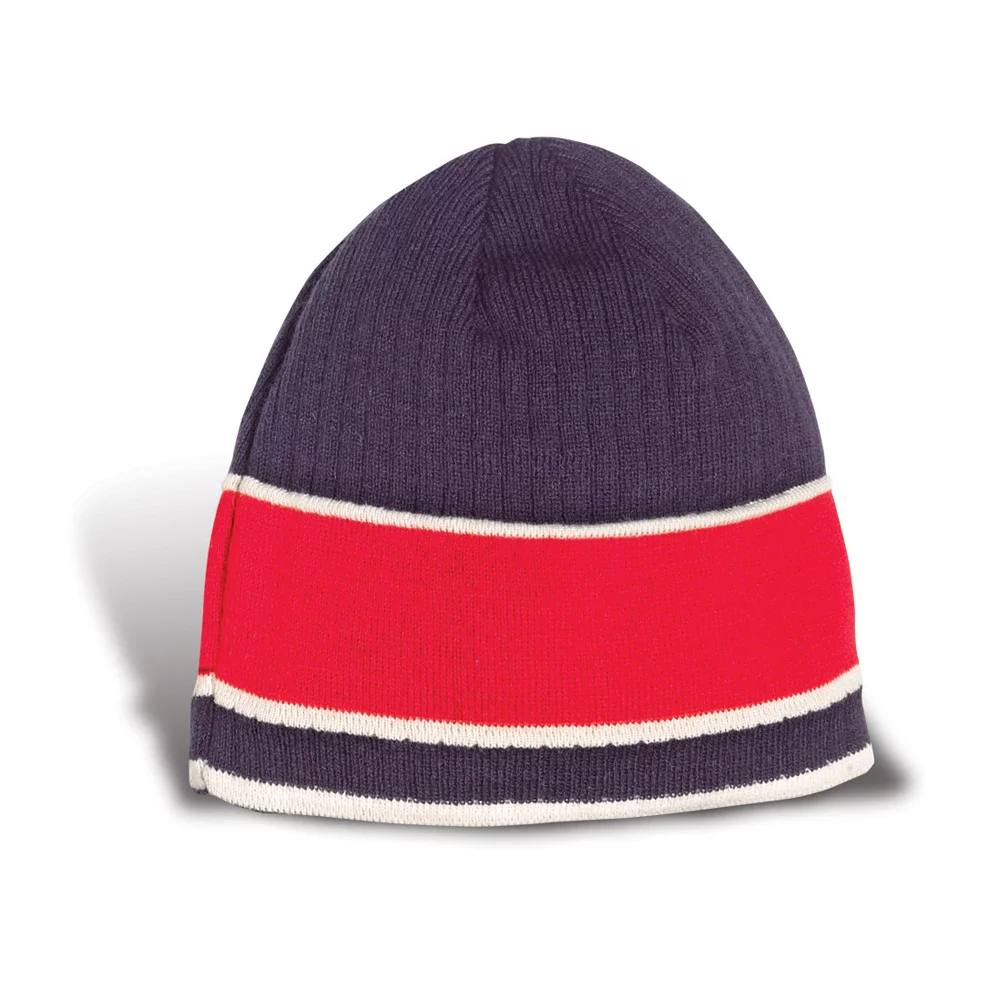 Bonnet Levi avec 3 rayures contrastantes et doublure en micro-polaire.