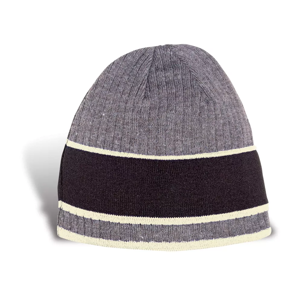Bonnet Levi avec 3 rayures contrastantes et doublure en micro-polaire.