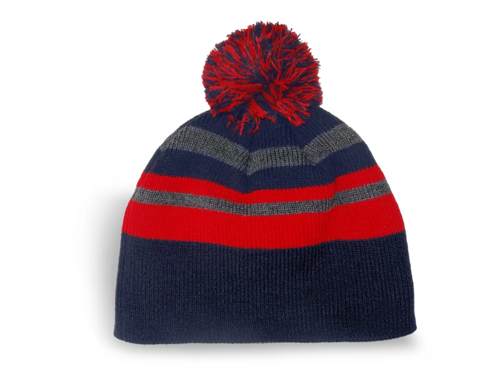 Bonnet à rayures en tricot fin avec pompon de Marystown