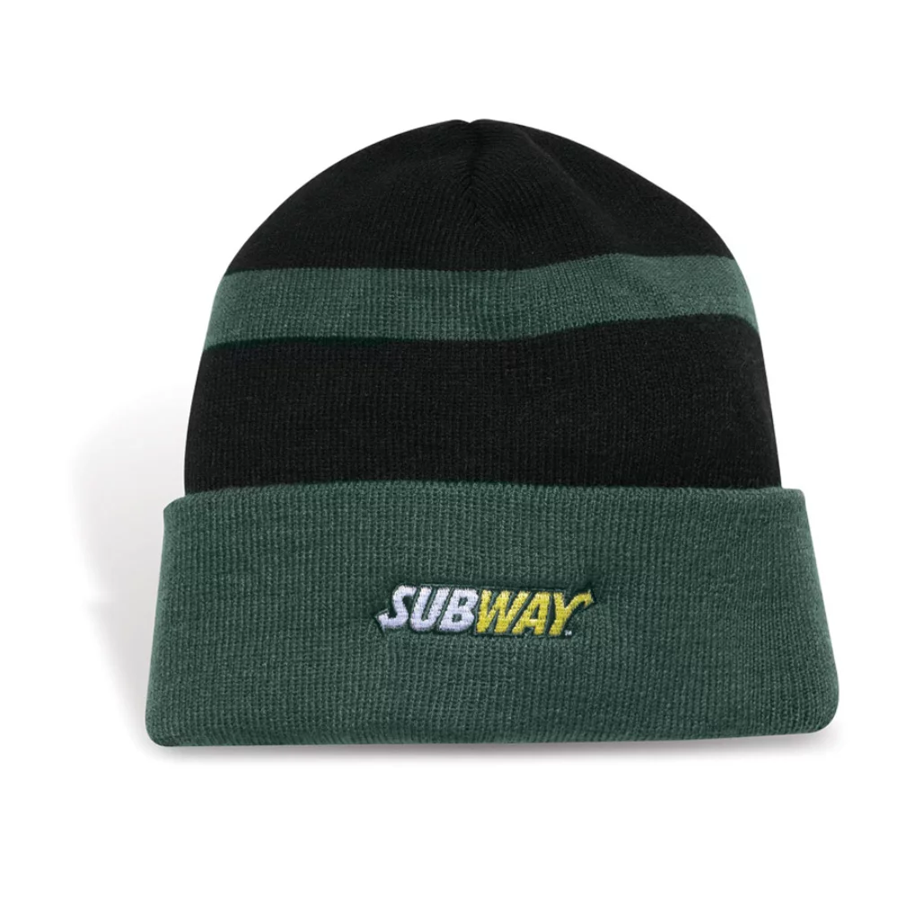 Tuque Charlo bicolore avec revers et étiquette Tee Beanie.