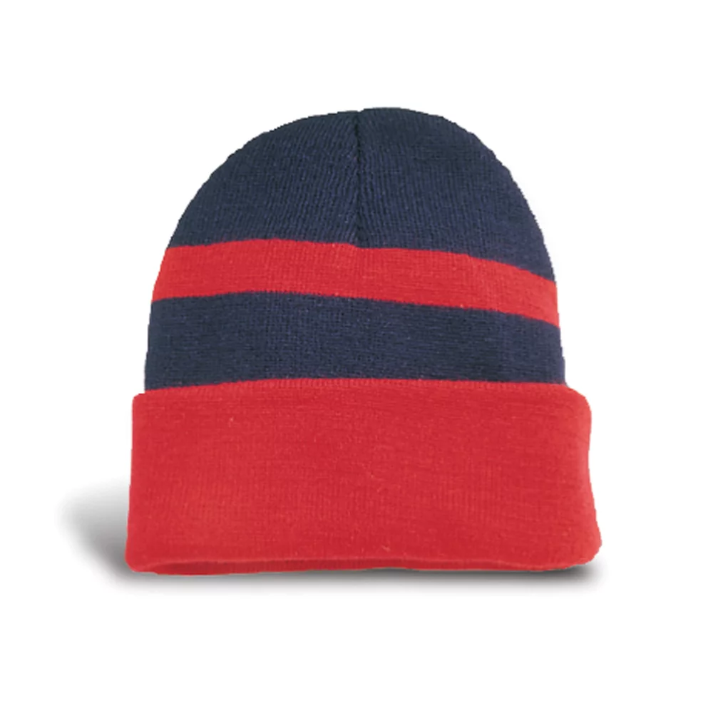 Tuque Charlo bicolore avec revers et étiquette Tee Beanie.