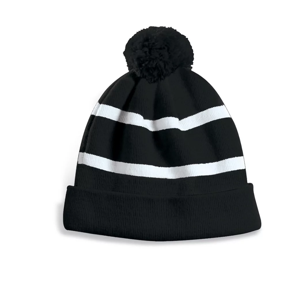 Bonnet Edmundston avec doublure en micro-polaire, revers et pompon.
