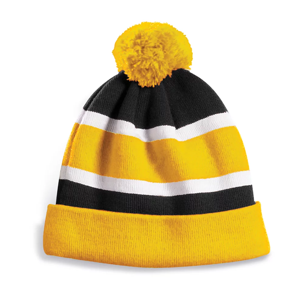 Bonnet Edmundston avec doublure en micro-polaire, revers et pompon.