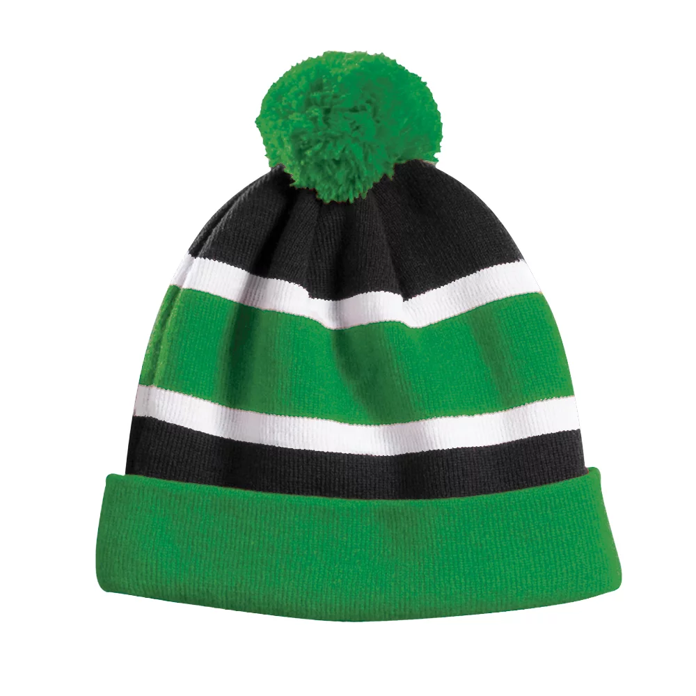 Bonnet Edmundston avec doublure en micro-polaire, revers et pompon.