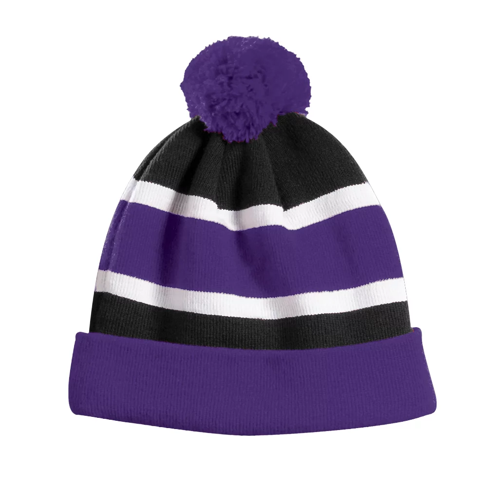 Bonnet Edmundston avec doublure en micro-polaire, revers et pompon.