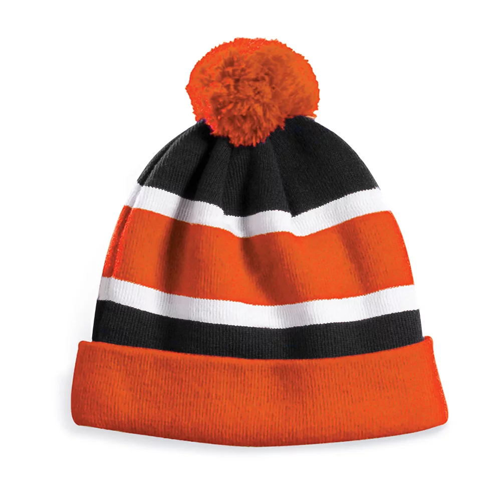 Bonnet Edmundston avec doublure en micro-polaire, revers et pompon.