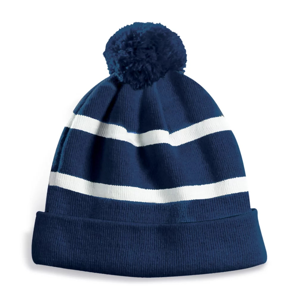 Bonnet Edmundston avec doublure en micro-polaire, revers et pompon.