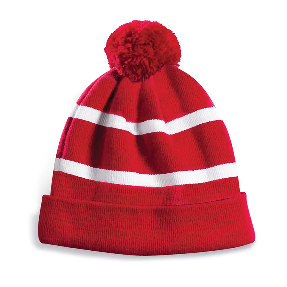 Bonnet Edmundston avec doublure en micro-polaire, revers et pompon.