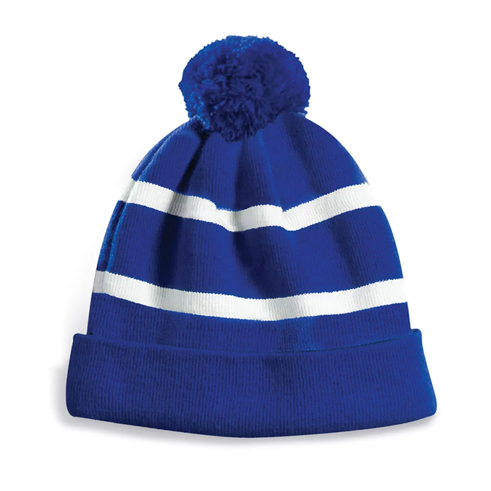 Bonnet Edmundston avec doublure en micro-polaire, revers et pompon.