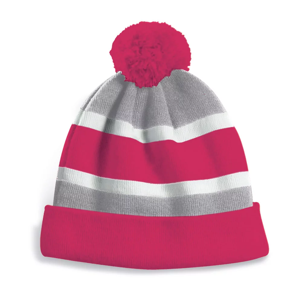 Bonnet Edmundston avec doublure en micro-polaire, revers et pompon.