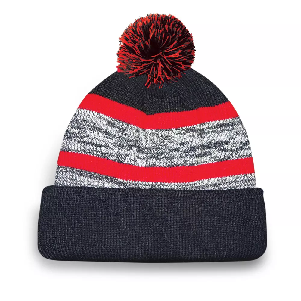 Bonavista Bonnet Rayé avec Pompon de Couleur Contrastante