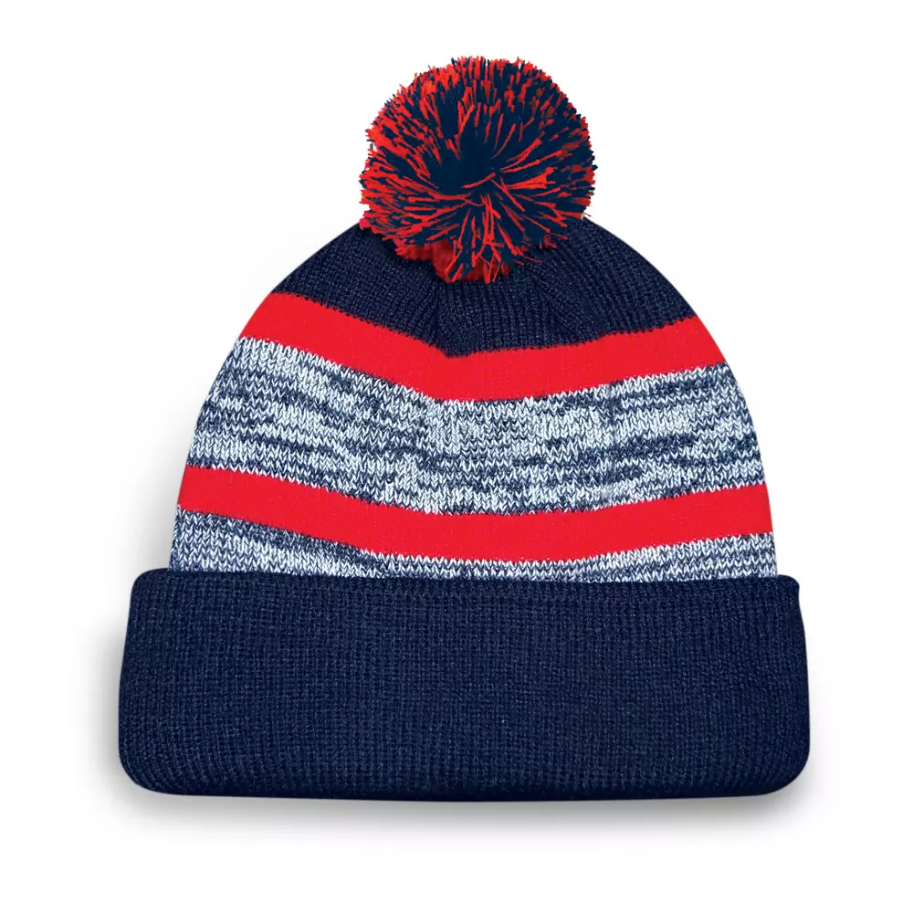 Bonavista Bonnet Rayé avec Pompon de Couleur Contrastante