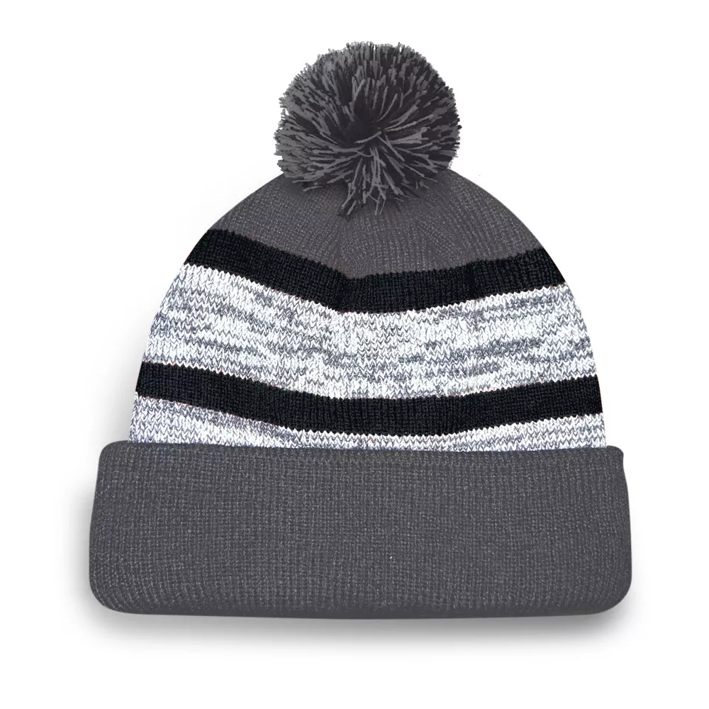 Bonavista Bonnet Rayé avec Pompon de Couleur Contrastante