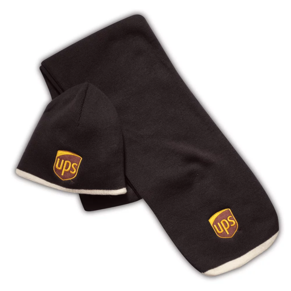 Ensemble écharpe et bonnet Fargo avec bordure rayée