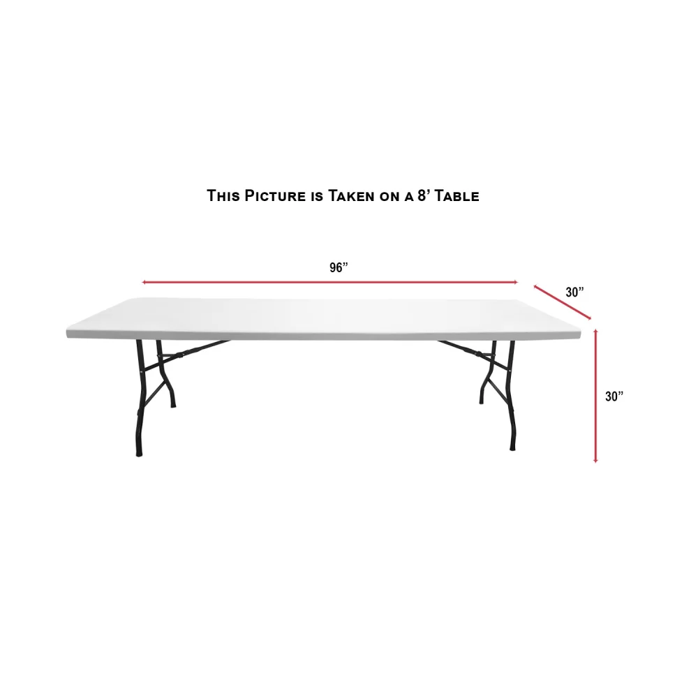24 Hr Express Ship - Sublimated Stretch Curved Fit Table Throw for 8ft table, 3 sided, Open Back