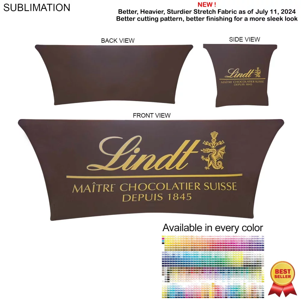 Sublimated Stretch Curved Fit Table Throw for 6ft table, 4 sided, Closed Back